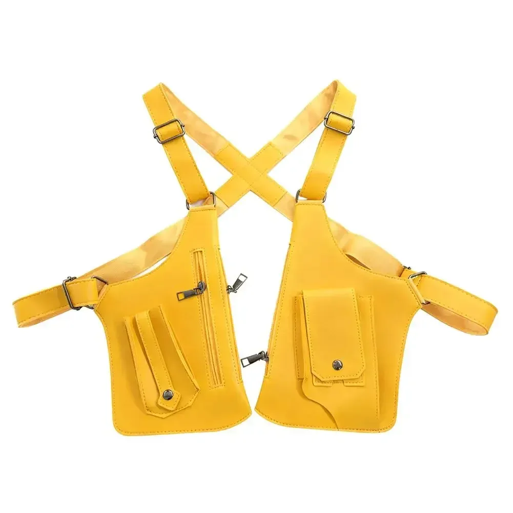 sac de poitrine style gilet, sac à dos utilitaire en cuir pu, streetwear réglable, sac à bandoulière tactique pour gilet pour moi l9b4