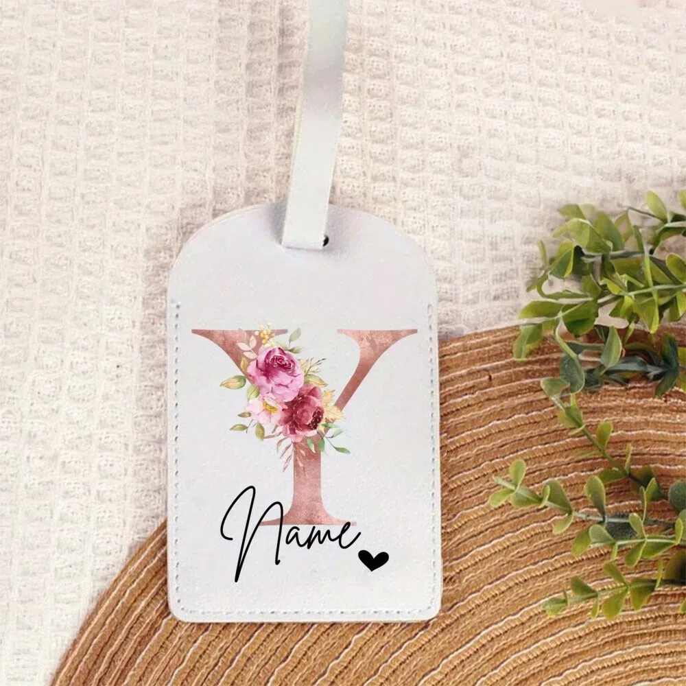 étiquette de bagage personnalisée avec nom | accessoires de voyage portables personnalisés en pu, avec monogramme imprimé tendance, idéaux pour les fêtes