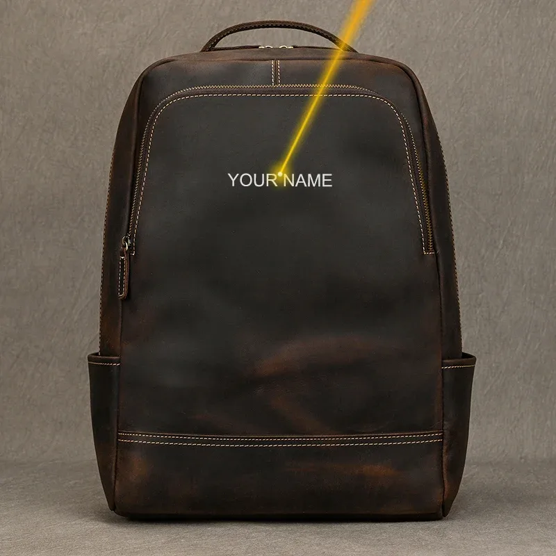 2025 nouveauté sac à dos en cuir ordinateur sac à dos 15.6 pouces pochette d'ordinateur pour hommes sacs de voyage vintage sac à dos d'affaires hommes