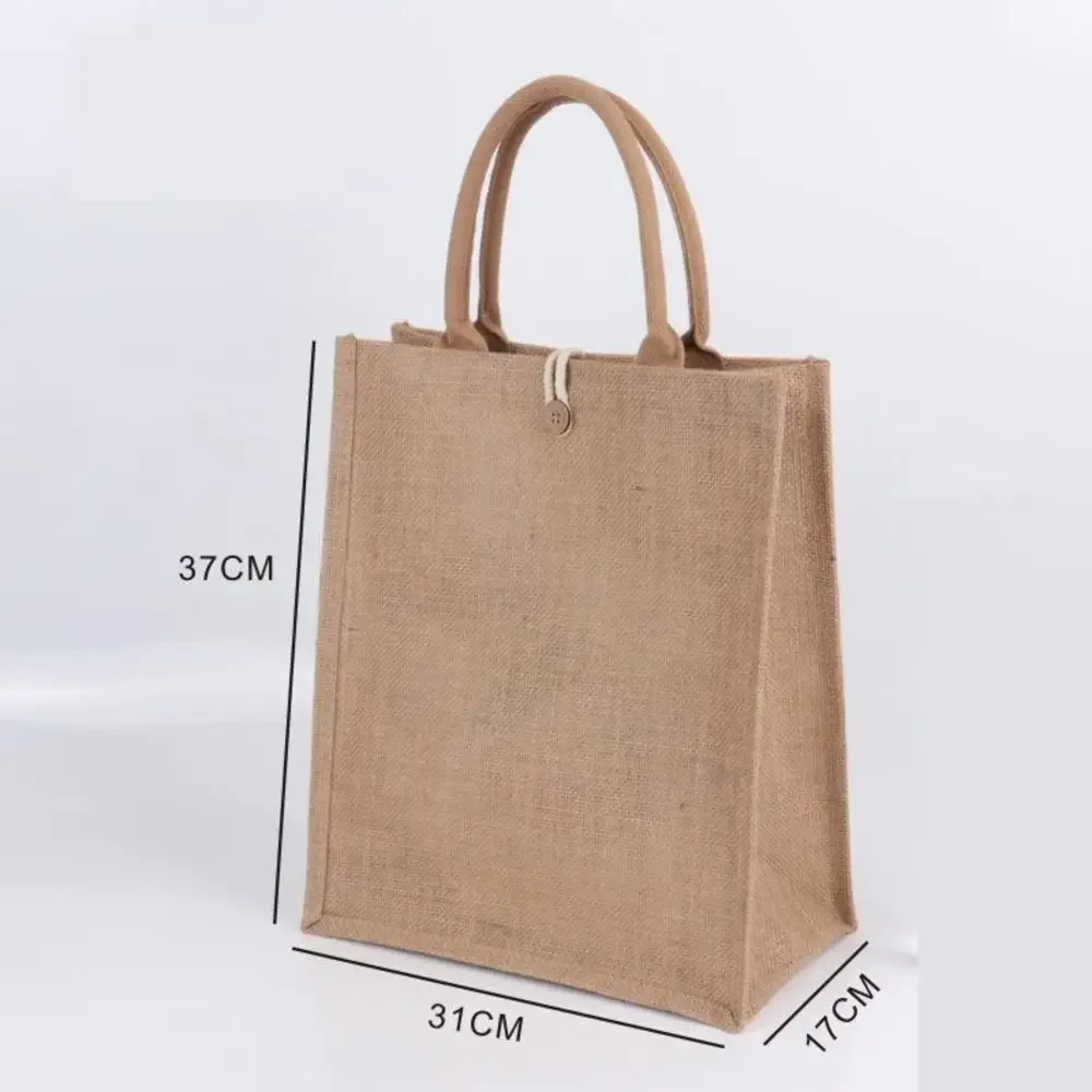 sacs de shopping vintage pour femmes iskybob avec fermoir, sacs fourre-tout en lin, grands sacs de plage d'été portables, sacs fourre-tout écologiques avec grande poignée supérieure, sac cadeau