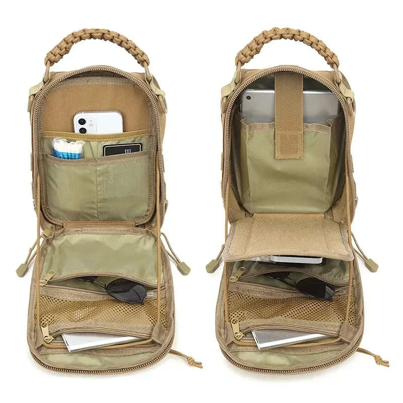 sac de poitrine en plein air pour hommes, sac à bandoulière tactique, sac à dos à bandoulière 900d oxford montagne camping pêche trekking molle mi