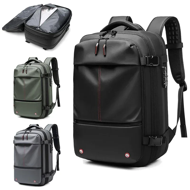 sac à dos de voyage à compression sous vide pour hommes, pour ordinateur portable 17 pouces, escarpins d'affaires, sac à dos d'école de grande capacité, sac à dos de randonnée élargi