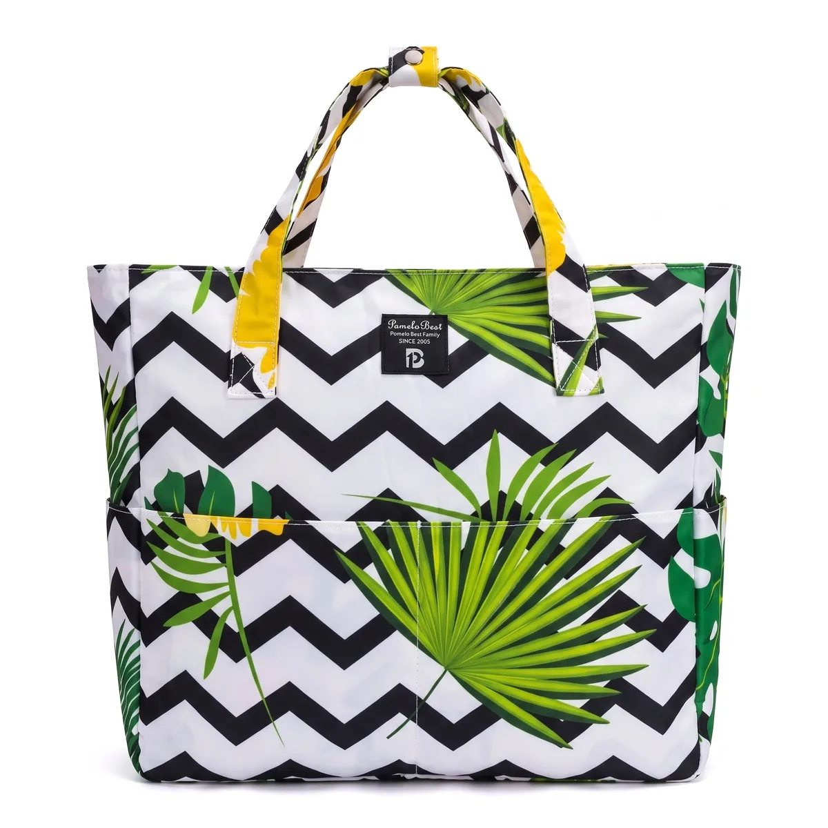 pomlelo best tropical wave print sac de plage grand format imperméable à plusieurs poches sac à bandoulière de voyage