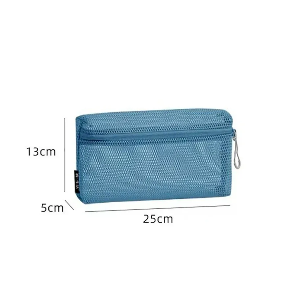 pochette de rangement en nylon décontractée, à main avec fermeture éclair, sac à cosmétiques, pochette de voyage en maille polyvalente