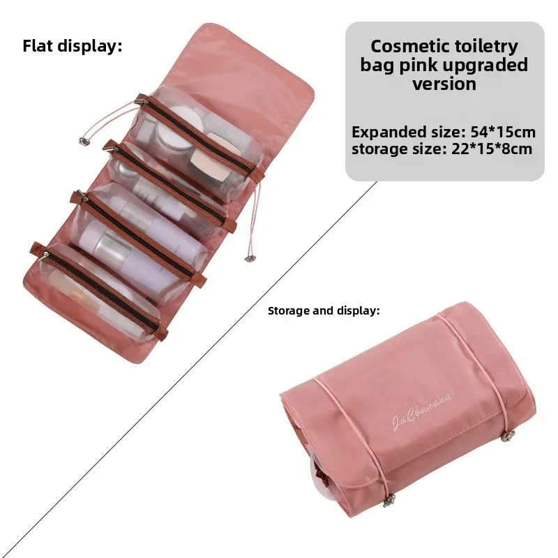 sac de maquillage pliable 4 en 1, grande capacité détachable, organiseur de cosmétiques et de produits de toilette portable avec poignée