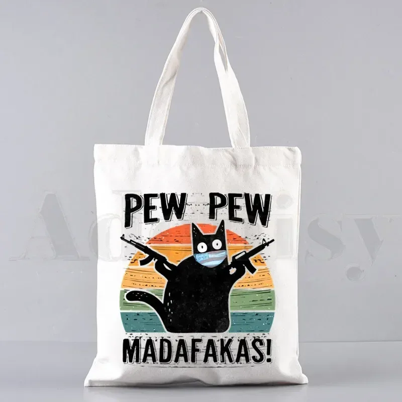 pew pew madafakas sac fourre-tout unisexe sacs en toile sacs à provisions imprimé sac à bandoulière décontracté pliable