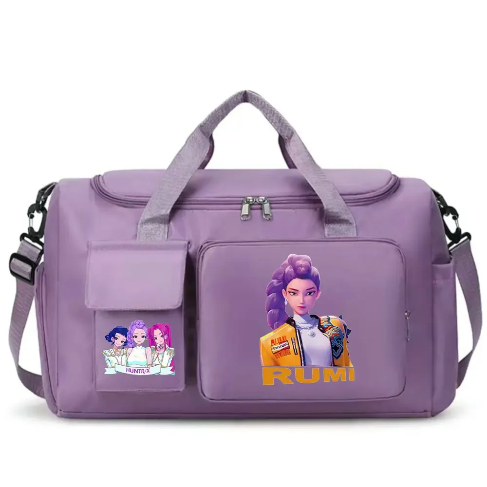 kpop demon hunters – bagage à main de grande capacité pour filles et garçons, sac de sport et de fitness avec séparation sec-humide, sac de voyage pour courtes distances