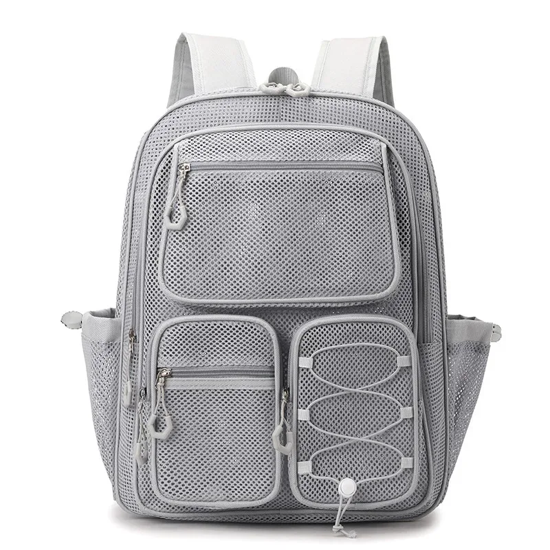 nouveau sac à dos de sport et de plage tendance en maille transparente grande capacité pour l'été, sac à dos double épaule pour collégiens et lycéens