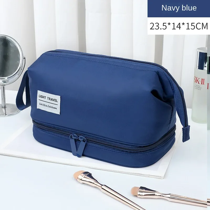 trousse de toilette de grande capacité, à double compartiment, organisateur de maquillage, trousse de voyage, accessoires de voyage portables.
