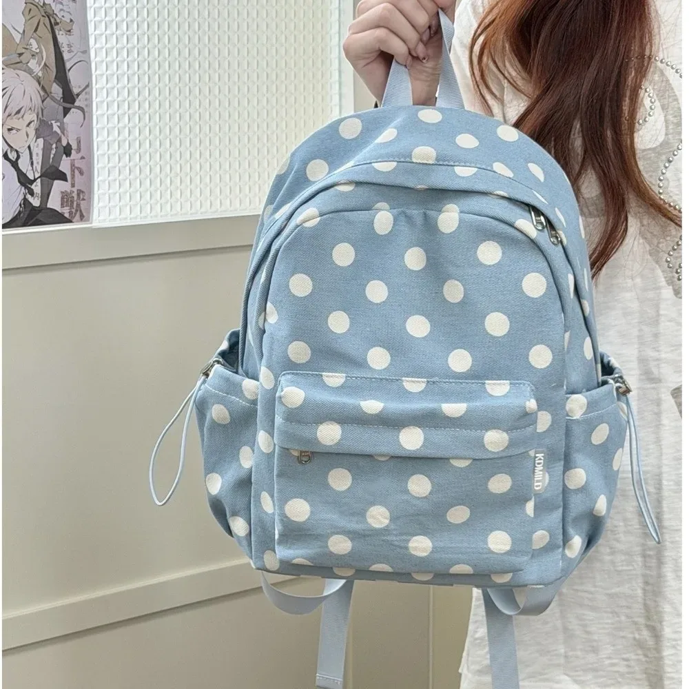 sac à dos scolaire motif à pois style ins, grande capacité, léger, sac de voyage décontracté, nouveau sac à dos star pour le lycée