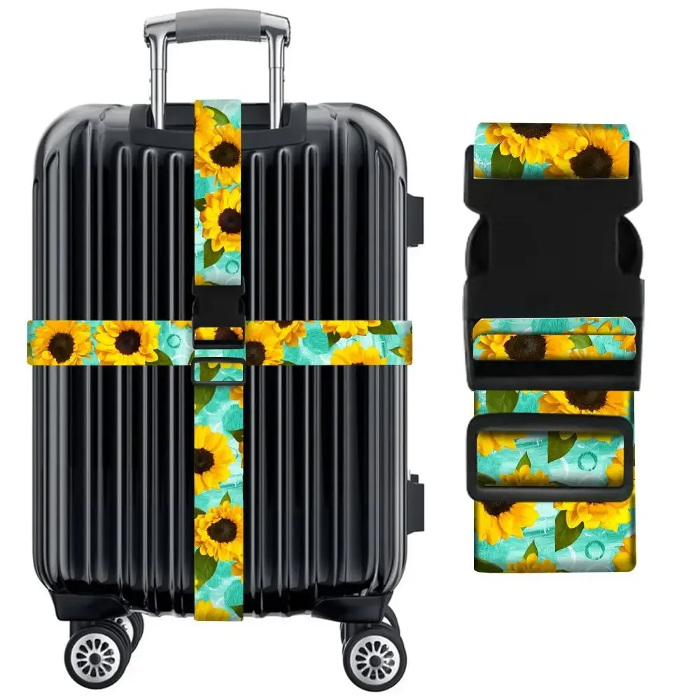 ceinture bagage tissu polyester motifs floraux noirs blancs verts jaunes bleus voyage fixation solide