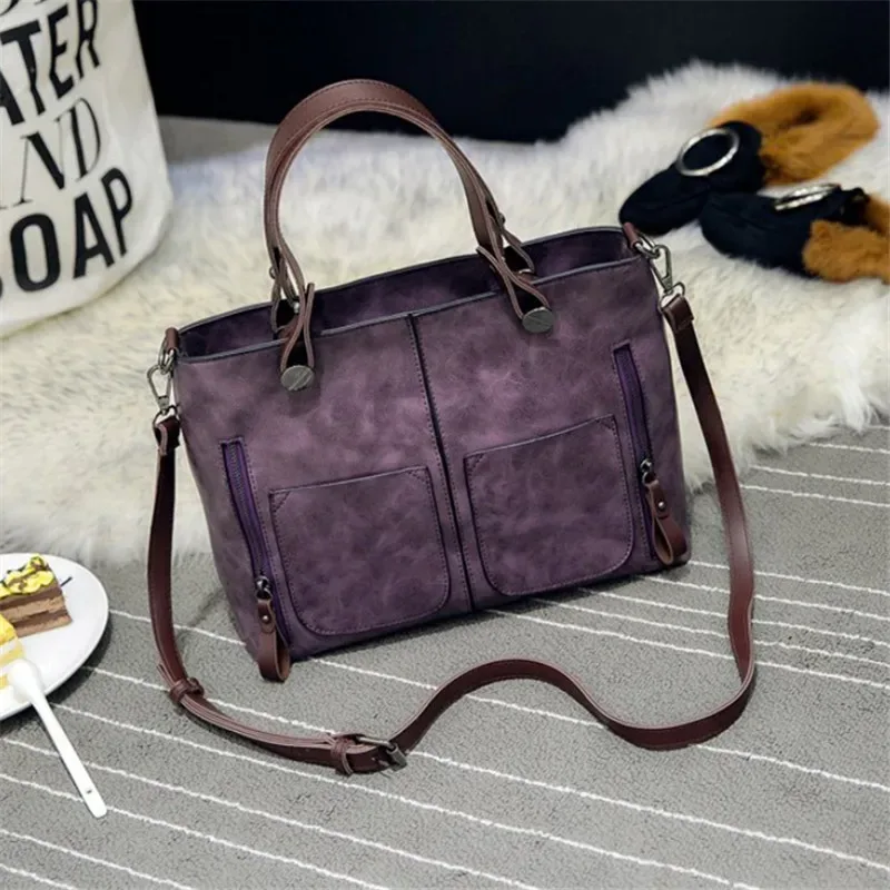 sac à main en cuir rétro europe america, sac à bandoulière, fourre-tout à deux poches avec fermeture éclair, sacs à bandoulière classiques pour femmes, travail et affaires