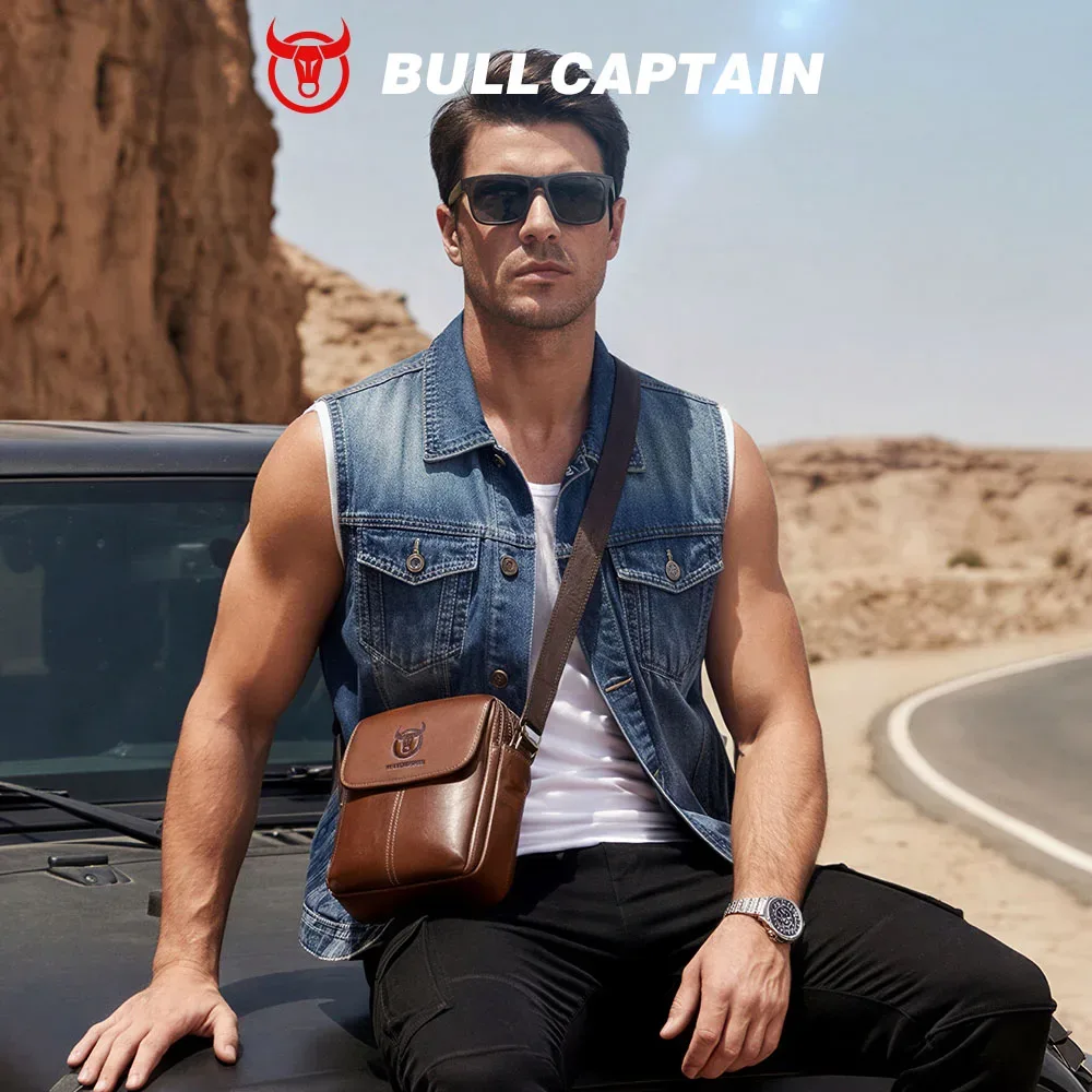 bullcaptain – sac messager en cuir pour hommes, sacs à bandoulière d'affaires adaptés pour ipad de 7.9 pouces, mini sacs à bandoulière de haute qualité