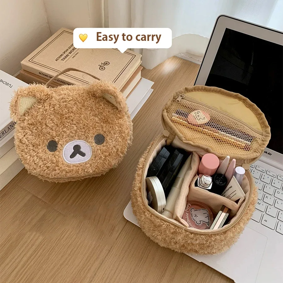 Nouveauté 2026 : Trousse de Maquillage en Peluche Ours Anime Relaxant, Pochette Cosmétique, Pochette de Rangement pour Bijoux Femme, Organisateur pour Filles, Sacs à Main, Cadeau, Meilleures Ventes