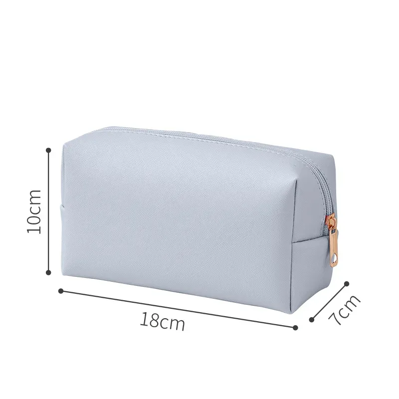 sacs à cosmétiques de couleur unie pour femmes, sac de rangement de maquillage portable de voyage, pochette de toilette à fermeture éclair