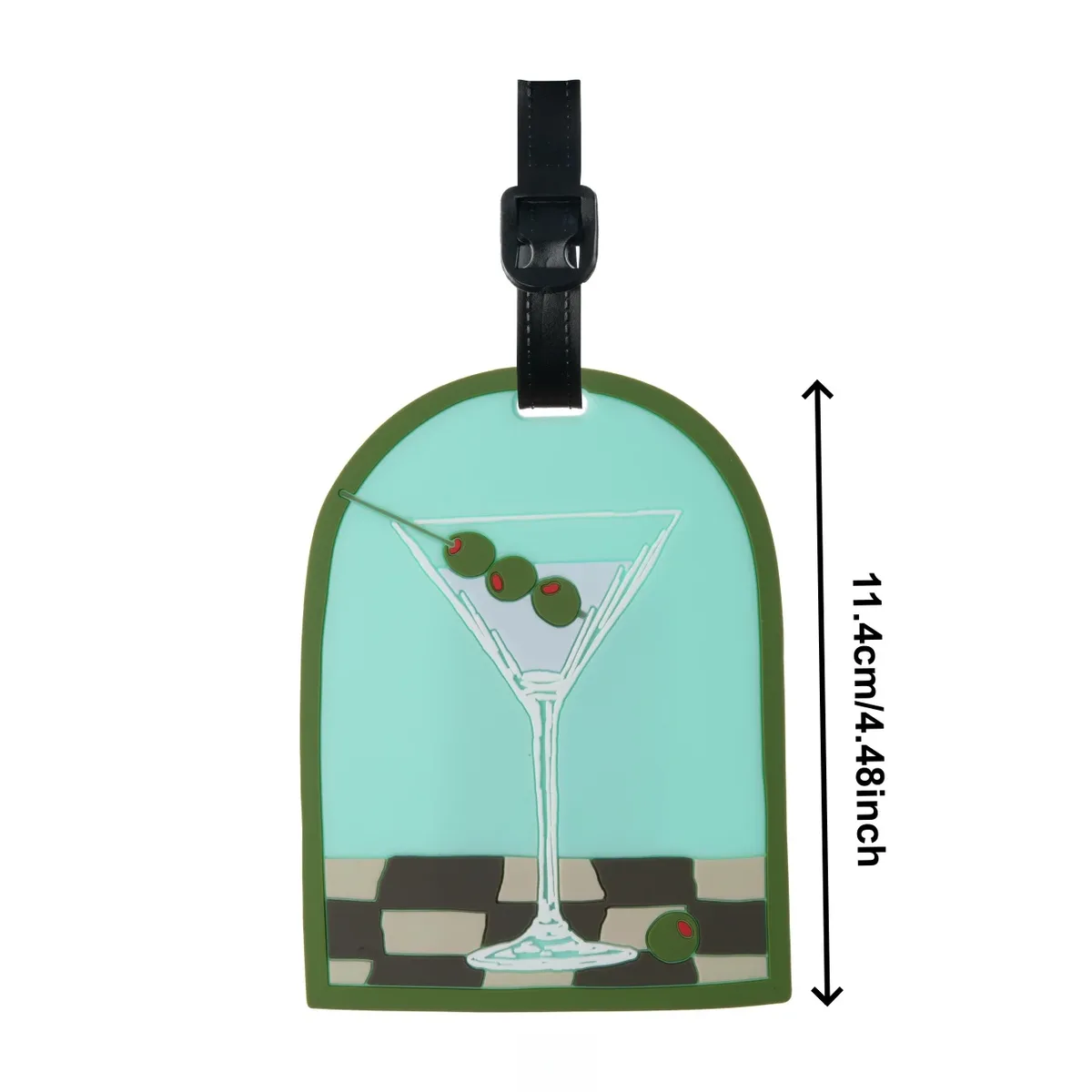 étiquette de bagage en caoutchouc souple à thème cocktail rétro, avec double fonction de prévention de la perte de bagages et d'esthétique décorative