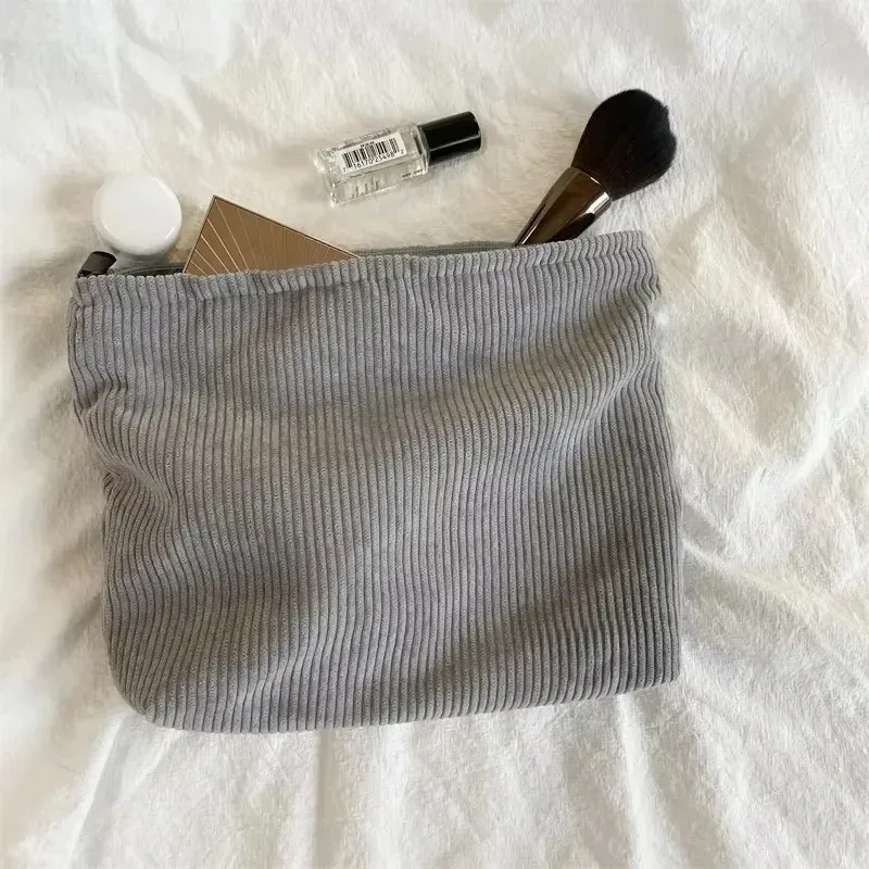 sac à cosmétiques de voyage en velours côtelé, sac de rangement de maquillage portable, sacs à main pour femmes, grande capacité, fermeture éclair, organisateur de maquillage, pochette de rangement