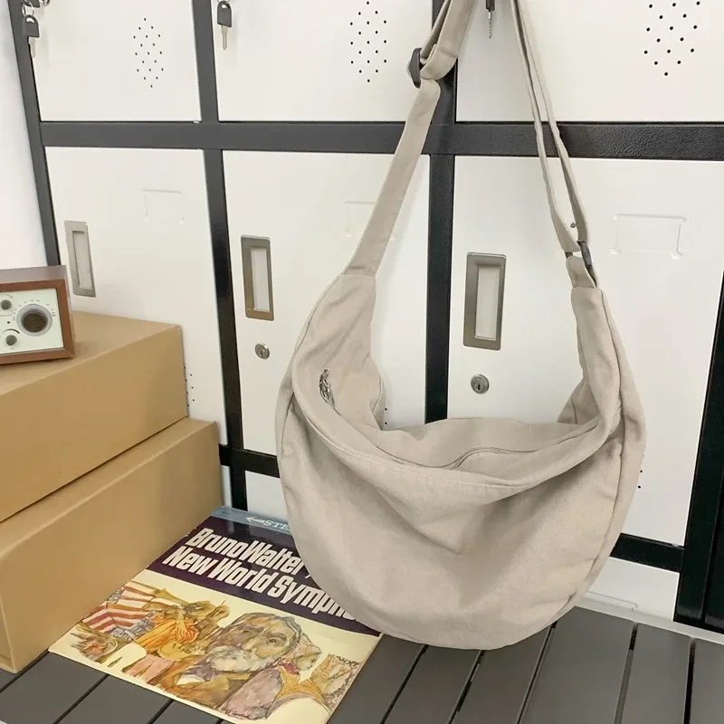 sacs à bandoulière en toile de couleur unie pour femmes, sacoche de shopping de grande capacité, sac à bandoulière pour étudiant, sac d'école unisexe