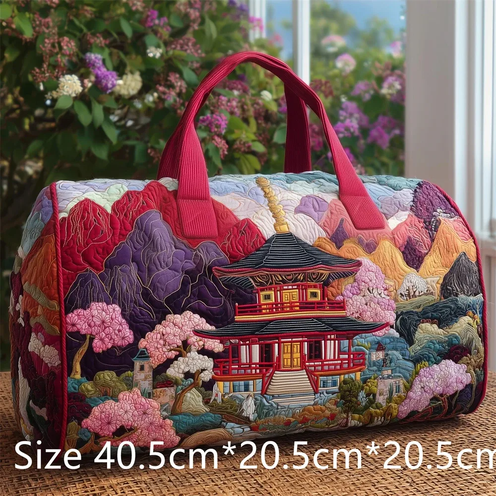 sac de voyage matelassé 3d de style japonais, imprimé fuji sakura koi fish, grande capacité, sac de voyage pour week-end, sac de sport, sac fourre-tout unisexe