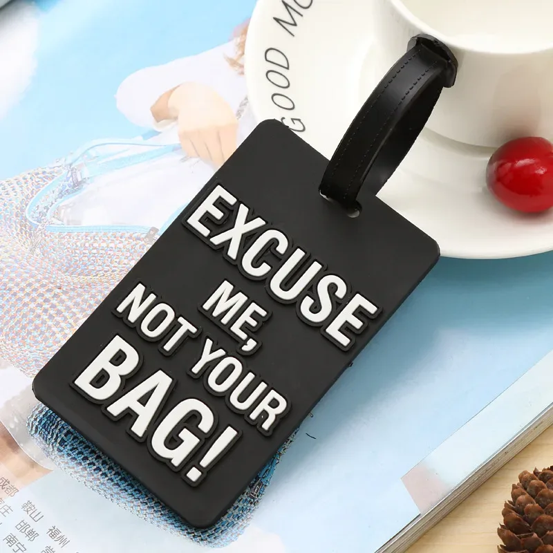 étiquette de voyage portable en silicone, étiquette de bagage, style dessin animé, étiquette de valise, lettre créative, pas votre sac, accessoires de voyage, mode