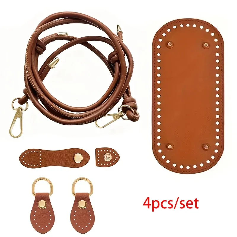 ensemble de fabrication de sacs au crochet en 4 parties |     boucle réglable en similicuir, boucle de base et boucle en forme de gourde, sac à bandoulière tendance en similicuir, matériaux artisanaux faits main, faciles à réaliser, accessoires de sac diy, matériaux pour la fabrication de portefeuilles, fabrication de portefeuilles diy.