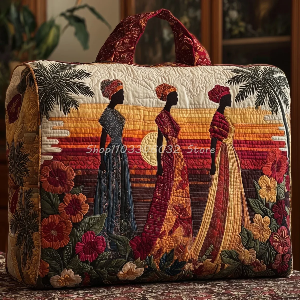  sac de voyage matelassé imprimé afro-américain pour femme et homme, sac fourre-tout de week-end 2026 pour l'extérieur 