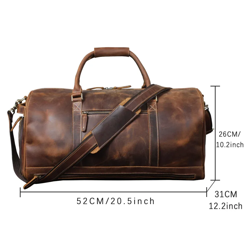 sac de voyage pour homme en cuir pleine fleur s.worker, multi-poches, grande capacité, sac de week-end, cuir pleine fleur