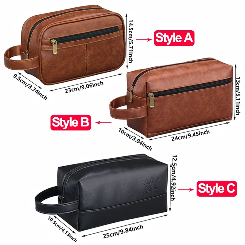 trousse de toilette imperméable en cuir pu pour hommes et femmes, voyage d'affaires, salle de bain, outils de rasage, pochette de rangement, sac à cosmétiques, sac de besoin pour femmes