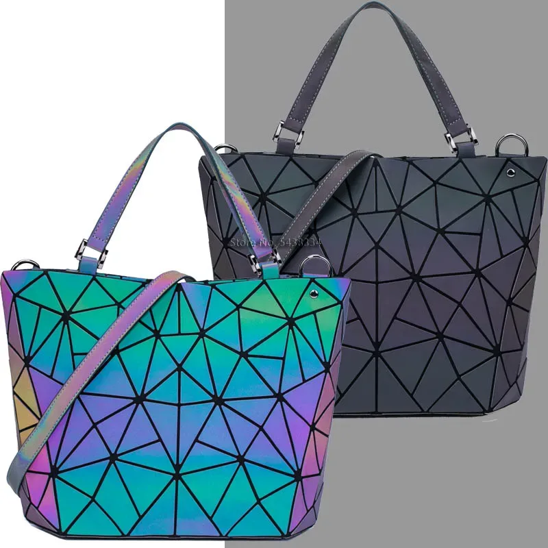 Sacs à paillettes lumineux géométriques pour femmes 2024, sacs à bandoulière matelassés, sacs à main pliables laser unis pour femmes, Bolsa Feminina