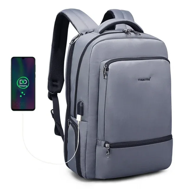 tigernu – sac à dos en nylon antivol pour hommes, 22l, pour ordinateur portable de 15.6 pouces, sac de voyage avec chargeur usb, mochila, cartable pour hommes