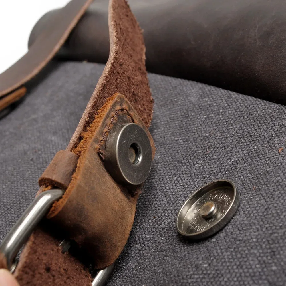 sac à dos pour ordinateur portable en toile cirée pour homme, sac à dos vintage en toile, sac d'école en cuir, sac de voyage neutre portable et résistant à l'usure