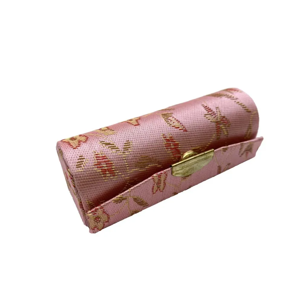 étui à rouge à lèvres en jacquard à fleurs, boîte à bijoux unique, étui de rangement de brillant à lèvres, sacs à cosmétiques avec miroir, boîte de rangement de maquillage pour femmes