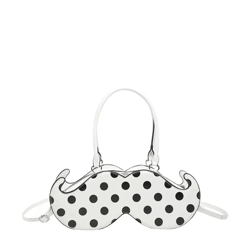 sac à bandoulière rétro à pois en forme de moustache, sac à main décontracté, sacoche portable pour le quotidien, style vintage streetwear
