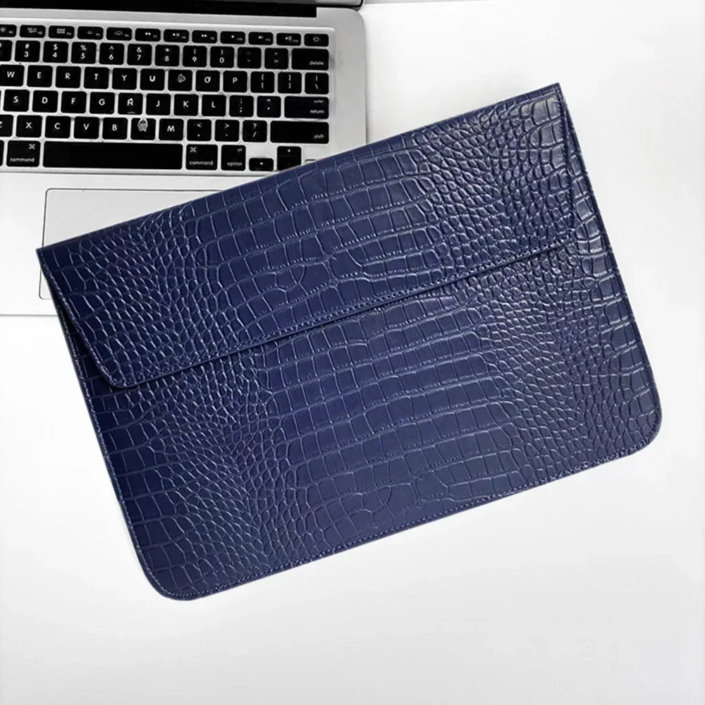 sacoche pour ordinateur portable en cuir pu motif crocodile personnalisable, pour hommes, 13,3/15,4 pouces, avec support intégré, unisexe