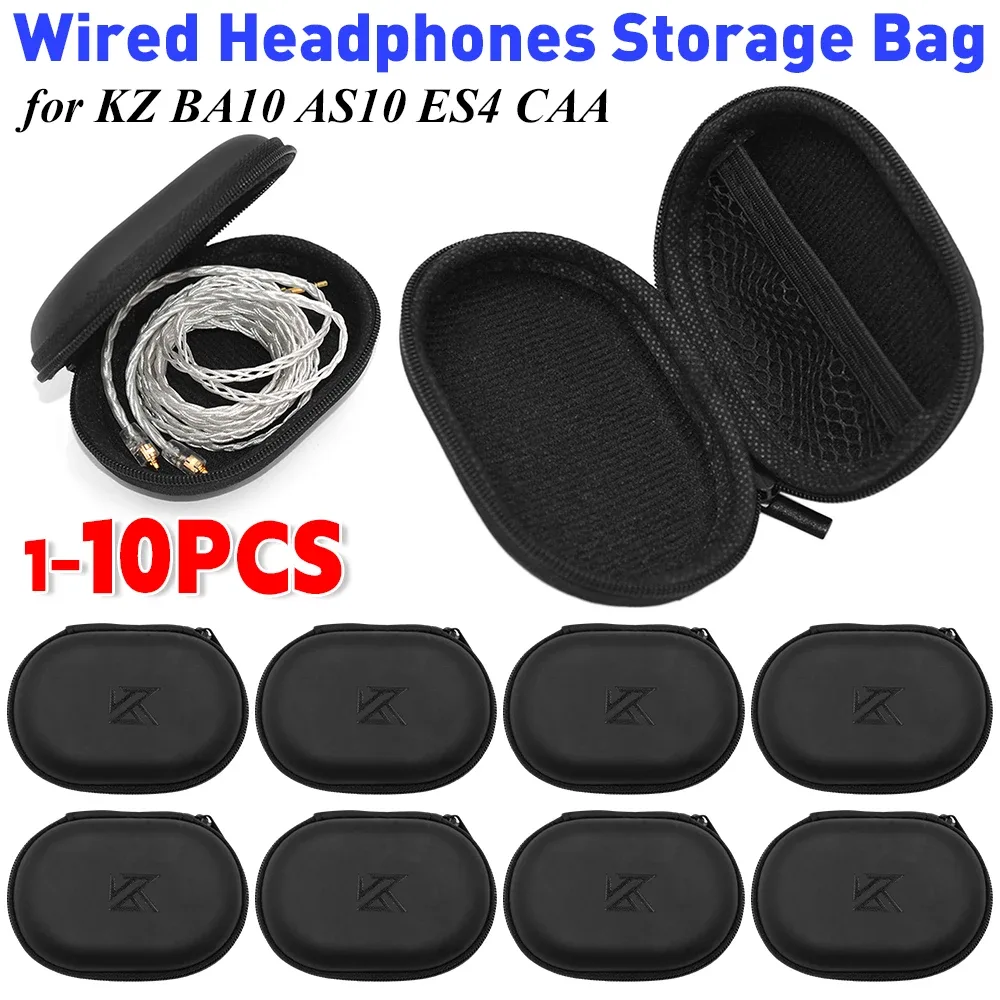 étui pour écouteurs filaires kz ba10 as10 es4, boîte de rangement en pu, sac de rangement portable pour kz ba10 as10 es4, 1 à 10 pièces