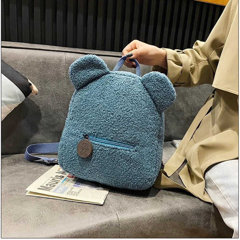 sac à dos en peluche ours personnalisé fait main avec nom, sac de marche, sac de campus, sac à bandoulière brodé pour enfants automne-hiver