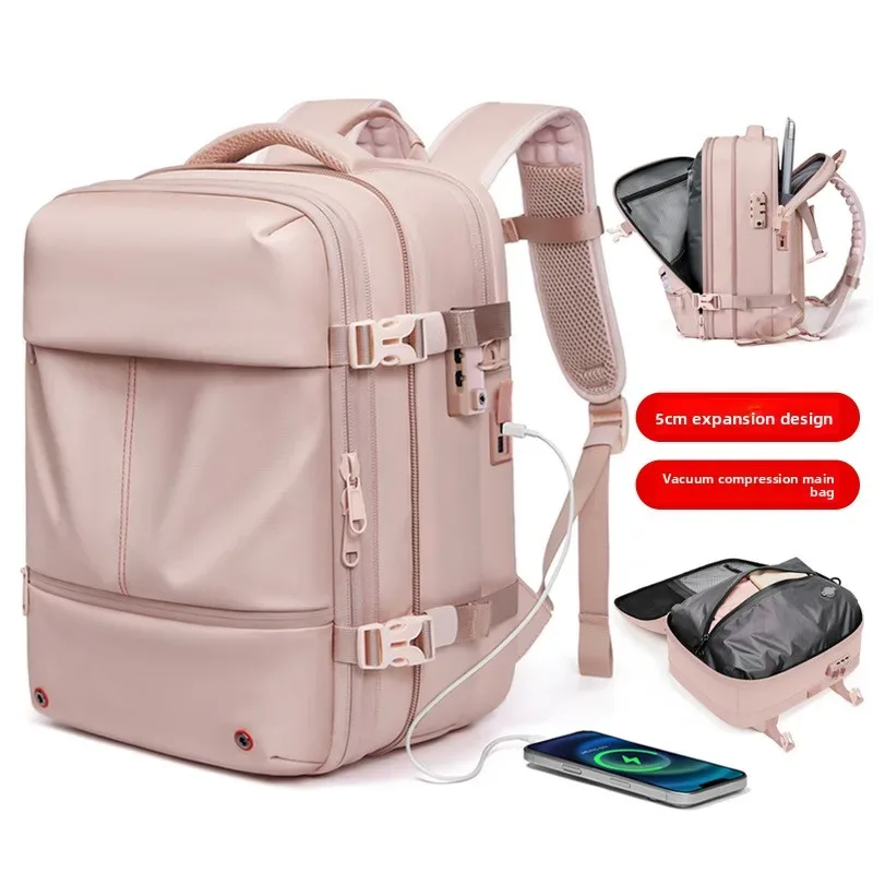 sac à dos à compression sous vide pour femmes, sac de voyage de grande capacité avec séparation humide et sèche, sac à bandoulière extensible