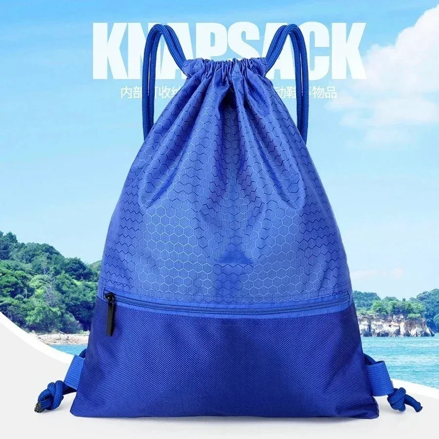 sac à dos simple avec poche à cordon de serrage pour sport de plein air, sac à dos de fitness pour hommes et femmes, sacs de basket-ball légers, sac à fermeture éclair oxford
