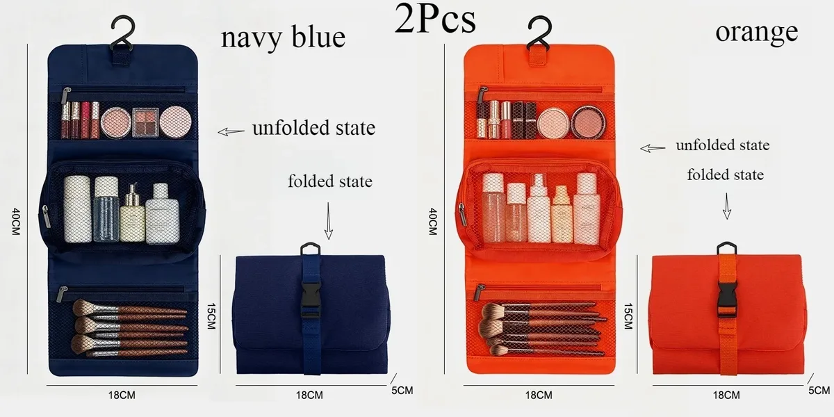 trousse de toilette pliable et détachable, grande capacité avec crochet, sac de rangement pour articles de toilette pour hommes en voyage d'affaires, sac de voyage pour cosmétiques pour femmes
