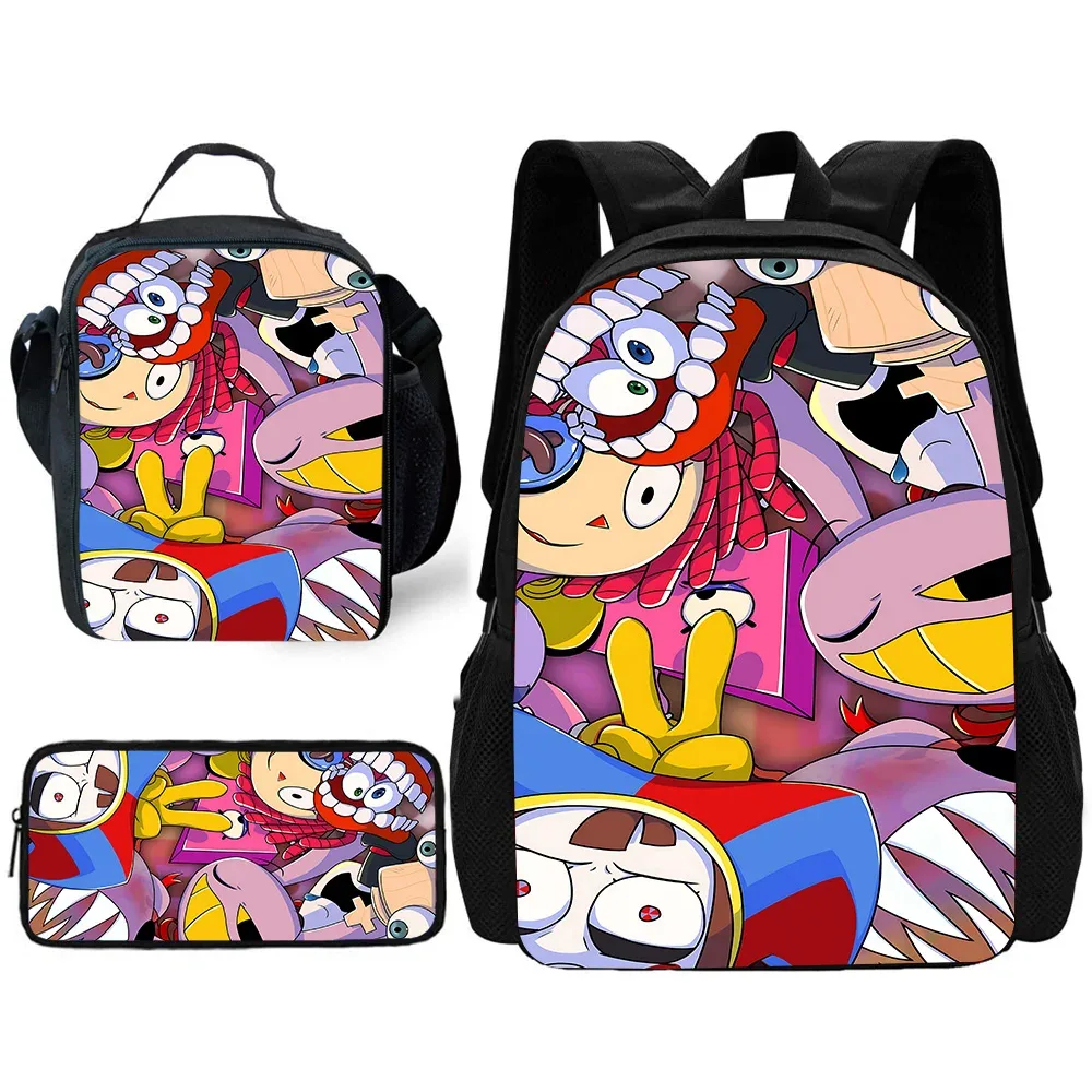 sac à dos d'école pour enfants cartoon a-amazings digitals circus avec sacs à déjeuner, sacs à crayons, sacs d'école pour garçons et filles, meilleur cadeau