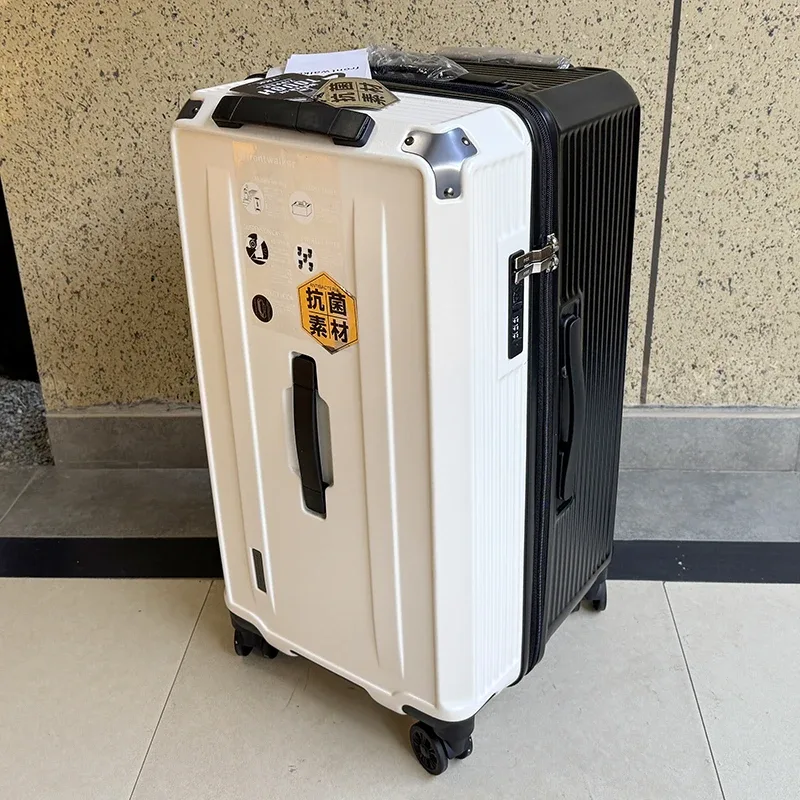 valise de voyage antidéflagrante à cinq roues avec frein, grande taille 36/38/40/50 pouces, matériau pc épais, boîtier de chariot à fermeture éclair