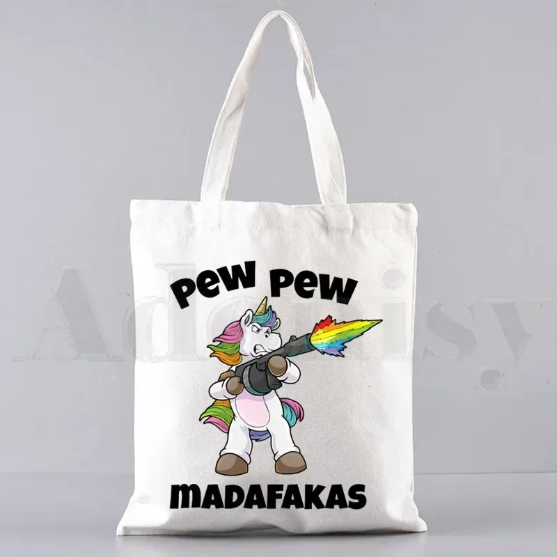 pew pew madafakas sac fourre-tout unisexe sacs en toile sacs à provisions imprimé sac à bandoulière décontracté pliable