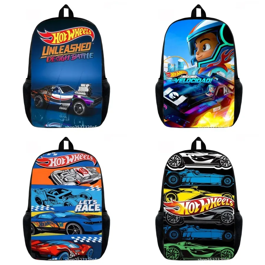 nouveauté : sac à dos pour enfants hot wheels unleashed design battle, imprimé voiture de course, léger, pour garçons