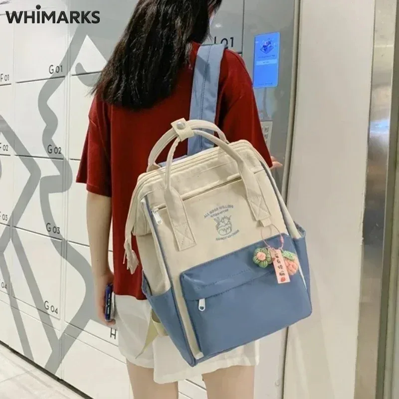 sac à dos imperméable whimarks, sac d'école mignon, couleur unie, grande capacité, pour loisirs, voyages, sports, rangement pour étudiants