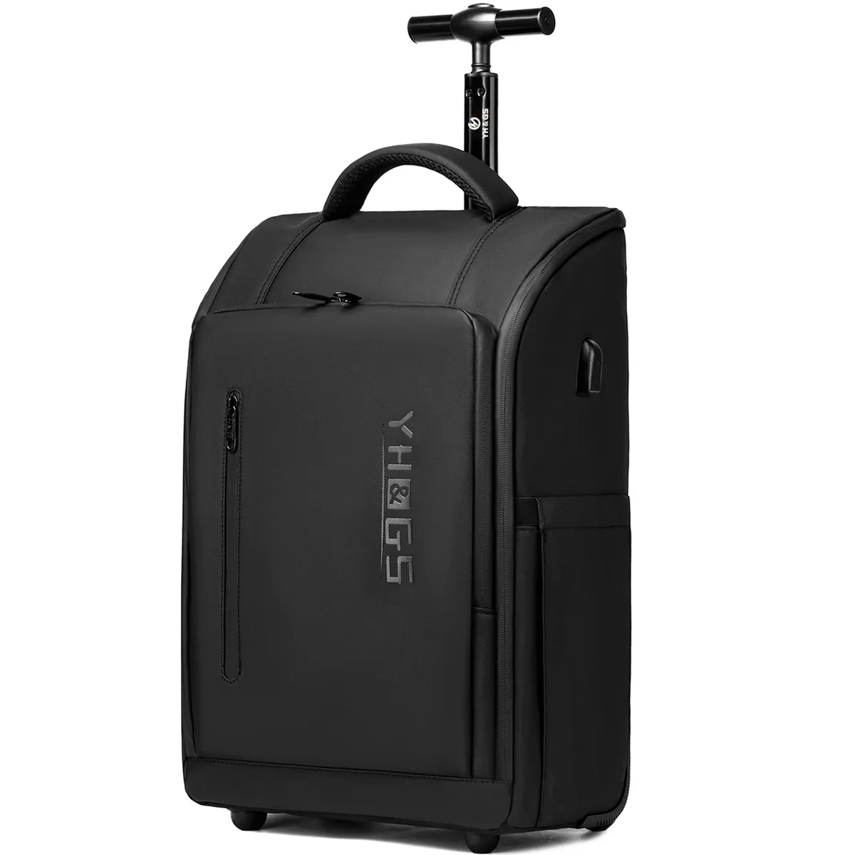 valise cabine 20 pouces à roulettes avec fonction sac à dos, pour femmes et hommes, bagage de voyage à roulettes avec port usb, sacs d'affaires