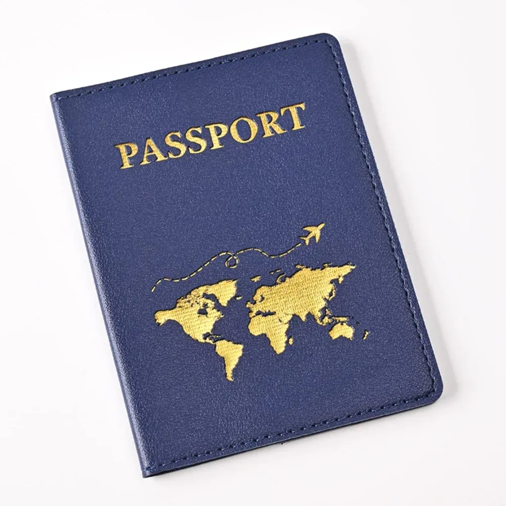 couverture de passeport personnalisée avec nom et initiales, carte du monde dorée, porte-passeport personnalisé, nouveaux accessoires de voyage pour femmes et hommes
