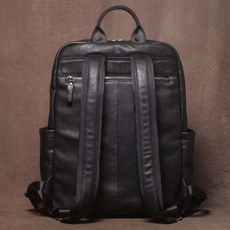guro hommes décontracté en cuir véritable sac à dos peau de vache naturelle cartable à la mode de luxe sac de voyage d'affaires bureau 16 pouces pochette d'ordinateur