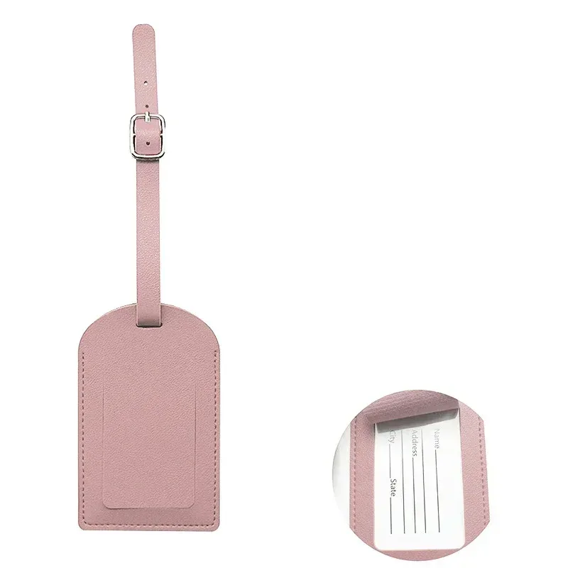 étiquette de bagage en cuir pu pour femmes et hommes, 1 pièce, accessoires de voyage, vacances, étiquettes de valise, nom, identification, adresse, étiquettes de sac pour bagages