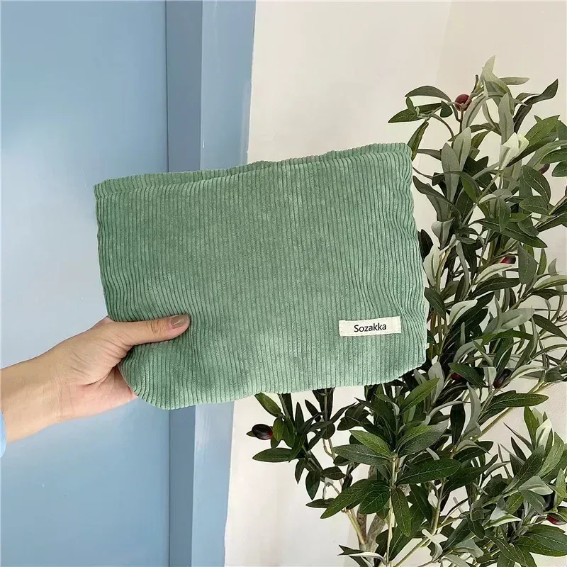 sac à cosmétiques en velours côtelé pour femmes, grande capacité, organisateur de rangement de maquillage, pochette à fermeture éclair