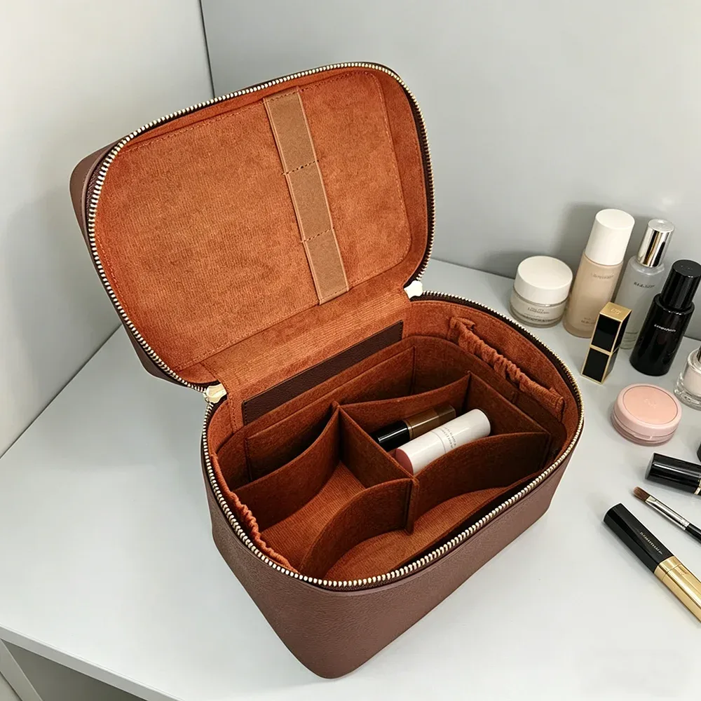 grande trousse de maquillage femme grande capacité personnalisable avec poignée supérieure – idéale pour voyage, cadeau, organisateur de pinceaux et cosmétiques pour maquilleuses